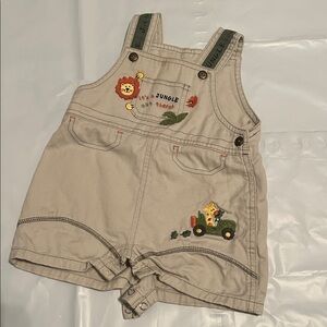 Jungle Theme Beige Kids Overalls